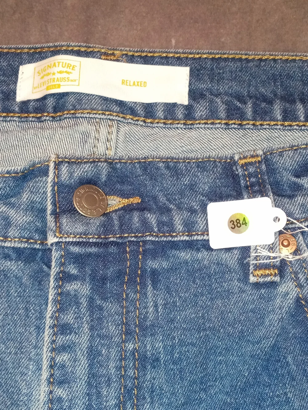 Levi's Men's Blue Denim Jeans with Tan Leather Patch